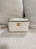 Chanel White Caviar Vanity Gold Hardware